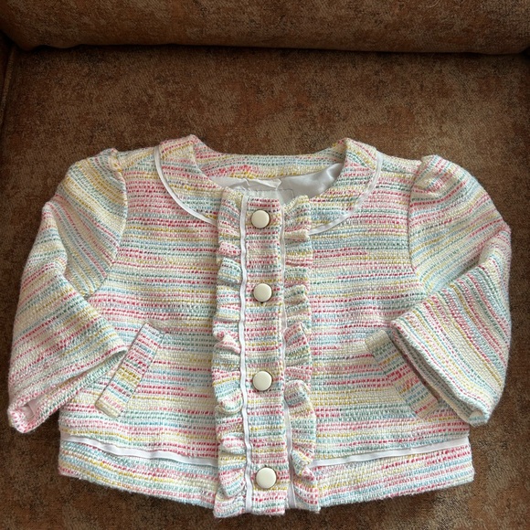 Janie and Jack Multicolored Spring Easter Tweed Jacket Set 3T - Picture 2 of 9